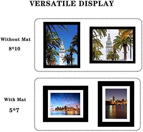 8x10 сет на рамки за слики од 4, рамки за слики од дрво со јасно стакло за прикажување слики 5x7 со мат или 8x10 без МАТ, Колаж за фото