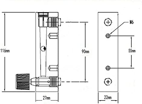 H2 мерач на проток на ротаметар 0,1-25lpm LZM-8M притисок во вклопување 6 OD цевка акрилна прилагодлива панел со вентил-