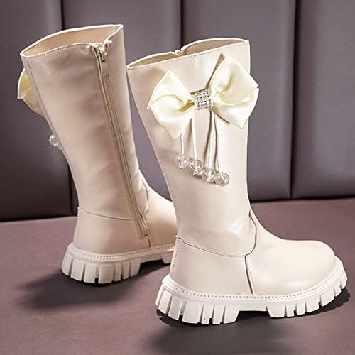 Девојки кожни чизми со патент Зимски чизми за деца со високи модни чизми 3-14,5 години