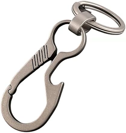 Синџирот на клучеви на рисон-титаниум со клучен прстен и отвор за шишиња, брзо ослободување на карабинер клуч за прстен за мажи за мажи