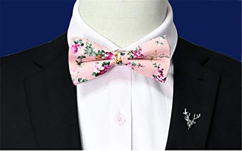 Andongnywell памук шема лак вратоврска печатена цветна врата на вратот Елегантни прилагодливи пред-врзани лакови за момчиња за мажи