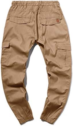 Gdjgta панталони за мажи цврста боја џемпери се залепуваат случајни еластични џогингс спортски баги мулти џебови панталони S-3XL