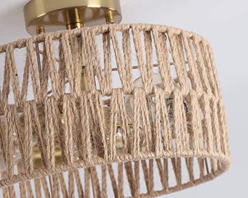 Hchunqjor 3-светло античко злато ткаени платења од светло светло рустикално крајбрежно коноп јаже месинг месинг полу-пламен монтирање