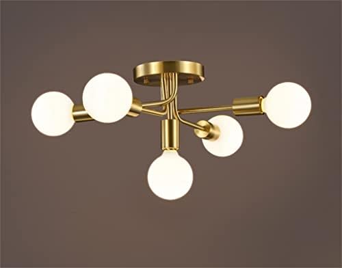 KFJBX лустер за домашно злато/црна таванска декор сијалица во затворен простор за осветлување за дневна соба спална соба