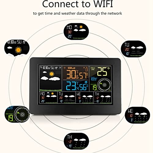 CZDYUF дигитален аларм wallиден часовник Временски метеоролошки станица Внатрешна LCD температурна влажност мерач барометар