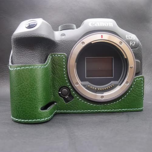 Muziri KINOKOO Eos R7 Случај Вистинска Кожа Полу Заштитни Случај Компатибилен За Canon Eos R7 Камера-Со Отворање Дното И Рака Зафат