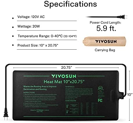 Vivosun 2 пакет Трајни водоотпорни расадци топлински мат