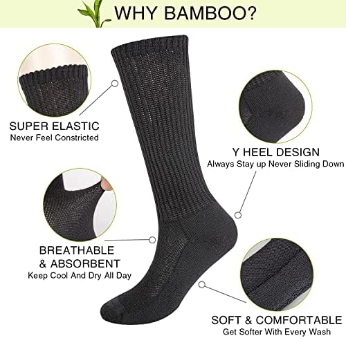 Атмото 6 пара бамбус чорапи за мажи кои се испотени стапала екипаж лесна и перниче за дишење анти-ОДОР