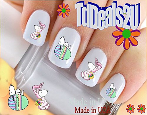 Налепници на ноктите за нокти на налепници на налепници на налепници празник Велигден - Среќен Велигден Снупи зајаче Велигденско