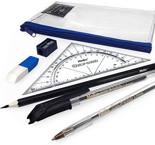 Хеликс Оксфорд испит сет од 7 - пенкала, молив, бришач, острилка, мулти инструмент, кутија за моливи