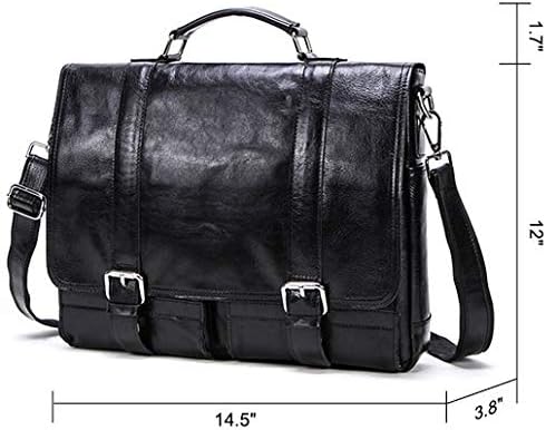 Дебела адвокатска кожена машка чанта со 13 -инчен лаптоп чанта ретро деловна машка торба црна црна боја