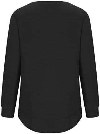 Leceенски обични тунични врвови на Lcepcy, лабави кошули со пулвер со заоблен полите со долг ракав екипаж лабава маица