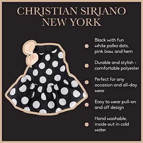 Кристијан Сириано Newујорк Црна Полка точка меур фустан за кучиња, м