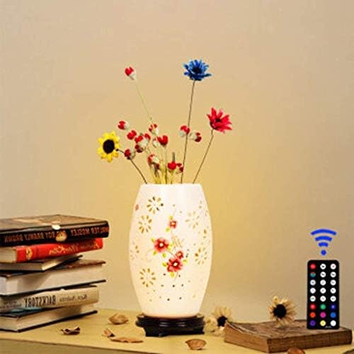 Ламби за маса на Атај, едноставна ламба во кревет, светла во спална соба кинеска керамика 6W * LED интелигентен интелигентен интелигентен далечински