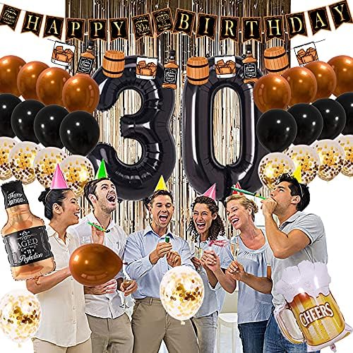 30 -ти роденденски украси Виски роденденска забава материјали класичен гроздобер тематски роденденски забавен банер за мажи или жени бар