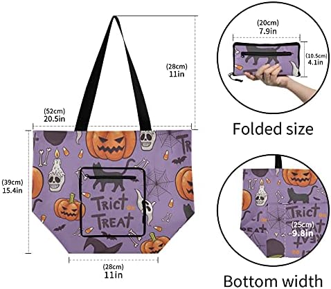 Вештерка капа црна мачка за Ноќта на вештерките тикви преклопени раменици торбички торба за еднократна употреба на намирници,