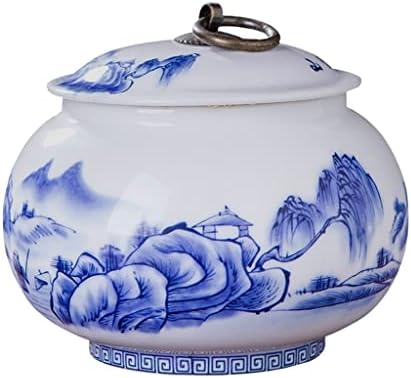 N/A jingdezhen порцелан сина и бела керамика запечатена тегла за чај од бакар со капаче за складирање на тенџере чај чај чај чај