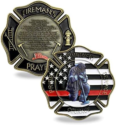 Џојгулс Американски Пожарникар Воен Предизвик Монета Тенка Црвена Линија АМЕРИКАНСКО Знаме Молитва Монета