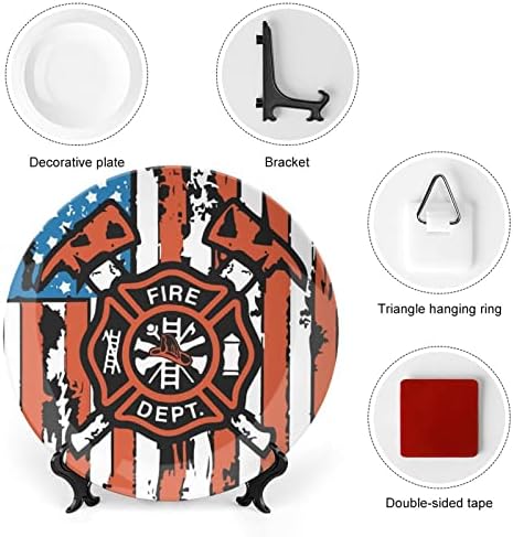 Американско знаме пожарникарска коска Кина Декоративна чинија Керамички плочи занает со приказ за украси за внатрешни работи