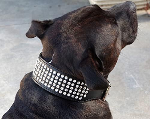 Средна и голема јака од кучиња 2 инчи ширина 5 реда целосни rhinestones кучиња јаки од искра кристални дијаманти зачудувачки пунки од кожа