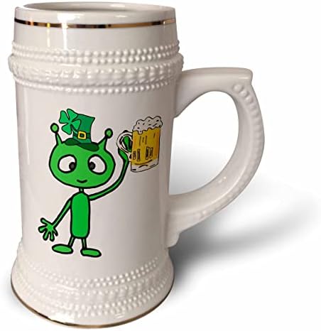 3дроза Смешен Зелен Марсовец Во Шамрок Шапка Пиење Пиво Св. - 22оз Штајн Кригла