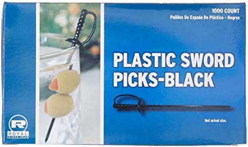 Кралски 3,25 инчи црни пластични мечеви избори, пакет од 1000