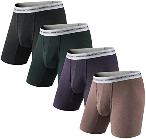 Bamboo Cool Man's Man's Man's Underwear Boxer Browns 4 Pack Дише мека бамбус долна облека за мажи