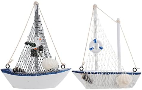 Среќна играчка за мозоци 2 парчиња дрвени едриличари модел гроздобер наутички дрвен брод едриличар брод украси медитерански стил декоративен