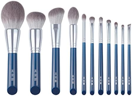 Ореви на небото сини сини 11 парчиња супер меки четки за шминка за влакна Поставете квалитетни козметички пенкала за лице и око (боја: а, големина