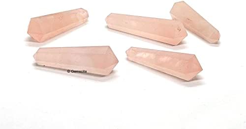 GemScite 5 парчиња роза кварц двојно прекинато заздравување на кристалот за накит што прави жица за жица за завиткување кристални