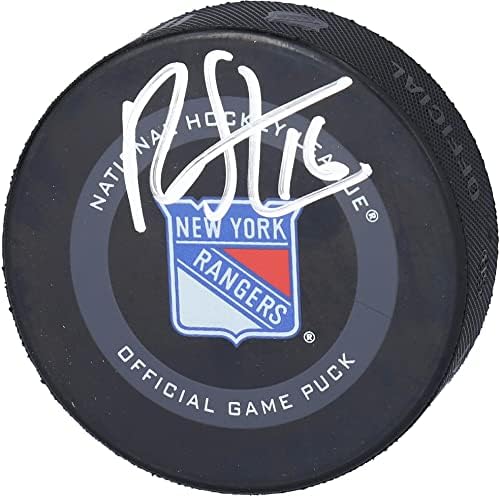 Рајан Стром Newујорк Ренџерс го автограмираше официјалниот игра на моделот 2019 година - автограмирана NHL Pucks