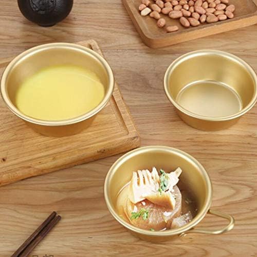 Jardwe 4pcs Корејски традиционални чаши со мажеоли околу садови со оризово вино мини алуминиумски супи јадења за домашна кујна златно