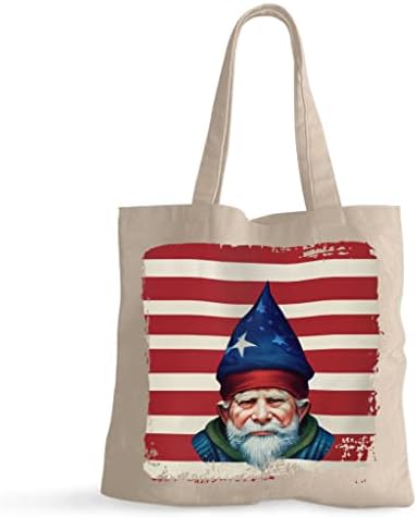 Смешна гномска мала торба за тотали - торба за купување на американско знаме - торба за тота на Денот на независноста