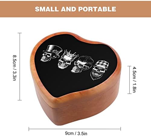 Сет на гроздобер черепи часовници музички кутија гроздобер дрвена форма во форма на срцеви кутии играчки подароци украси