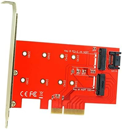 Двојно M.2 хард диск во PCIe Конвертирајте го адаптерот за SATA Port, M.2 SSD NVME и SATA 2280 2260 2242 2230 до PCI-E 3.0 x 4 Контролер