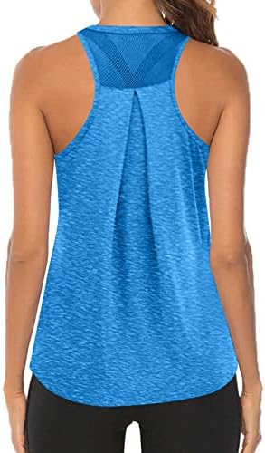 Тенк -врвови за жени летни јога кошули лабава вклопена мрежа без бекап тркала за трчање во теретана кошули отворени заназад танцови врвови