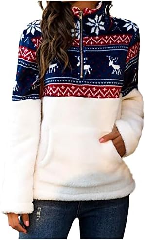 Полиестерска маичка со Hdzww Полиестер за жени vneck зимски долги ракави туники плус големина приморски џеб случајно лабаво