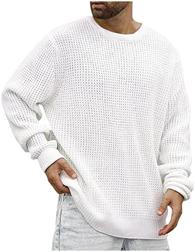 Џемпери Нова машка тркалезна врата цврста боја лабава пулвер џемпер младински моден случај за мажи за мажи
