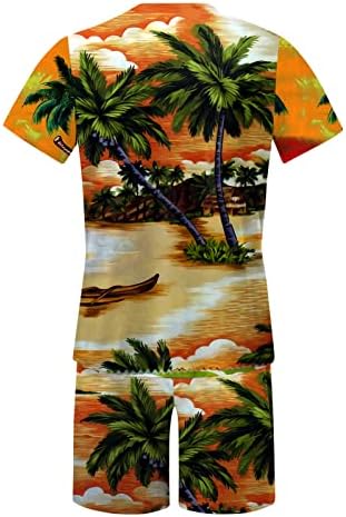 BMISEGM летни преголеми маици за мажи за мажи Пролетни летни облеки на плажа Краток ракав за печатена кошула кратка елек и панталони