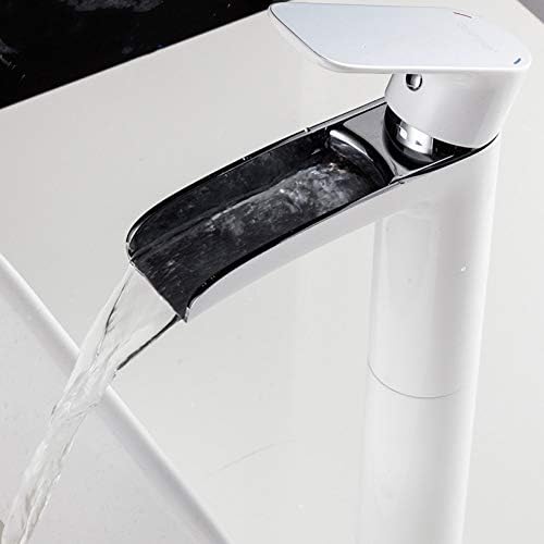 Чен кујна чешма висока тапа за бањи тапа за бања миксер во вода, бела басен мијалник мијалник тапа за водопади палуба монтирани чешми