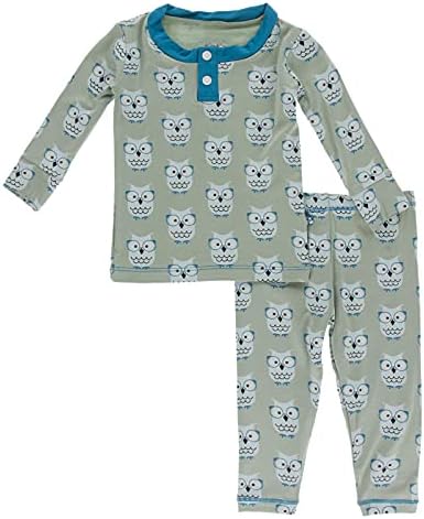 Кики панталони печати пижама сет, долг ракав, облека за спиење Хенли, бебе до дете Супер меки пижами