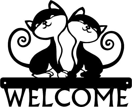 Близнаци Мачки Метал Добредојдовте Знак 12 инчи-Направени во САД. Влезната Врата Или Тремот