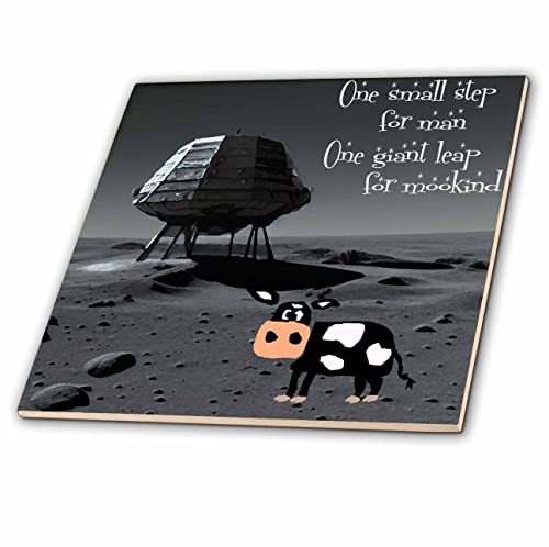 3дроза Симпатична Смешна Крава Стои На Површината На Месечината И Вселенски Брод Игра На Зборови-Плочки