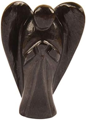 Природно црн танзанит камен Реики врежан духовен скапоцен камен старателски џеб Ангел статуа украс украс “2 инчи приближно - Блесно заздравување