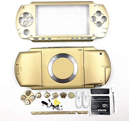 Замена на покритие со целосна обвивка за куќиште за PSP 1000 PSP1000 со копчиња-злато-злато