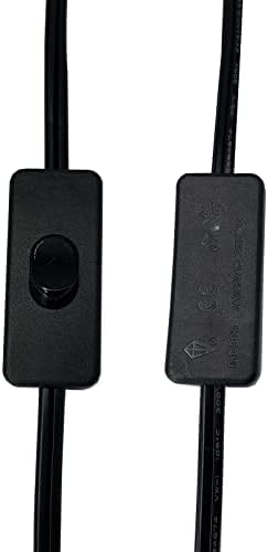 Кабел за ламби со приклучок за прекинувач, замена на кабел за црна ламба 2 пакувања, продолжен кабел 6 стапки, поларизиран приклучок,