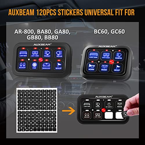 Auxbeam 120pcs Switch Panel Panel, Switch Lable Comp For Auxbeam Switch Panel BA80, GA80, BB80, GB80, BC60, GC60, AR-800 Fit for