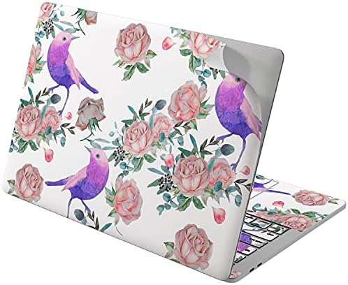 Lex Altern Vinyl Skin компатибилен со MacBook Air 13 Inch Mac Pro 16 Retina 15 12 2020 2019 2018 Виолетова акварела рози остава птица