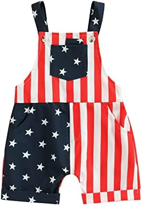 Урмарк дете бебе момче девојче 4 -ти јули облека за суспензии, комбинезони американски знамиња со шорцеви Детска летна облека