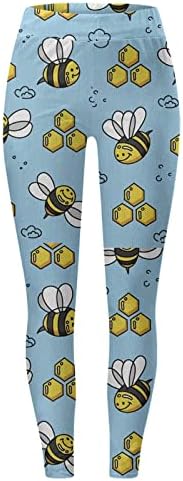 Светски Ден На Пчелите Јога Тренинг Хеланки За Жени Хеланки Со Висок Струк Цветни Слатки Пчелни Меки Четкани Истегнувачки Џогер Тренинг
